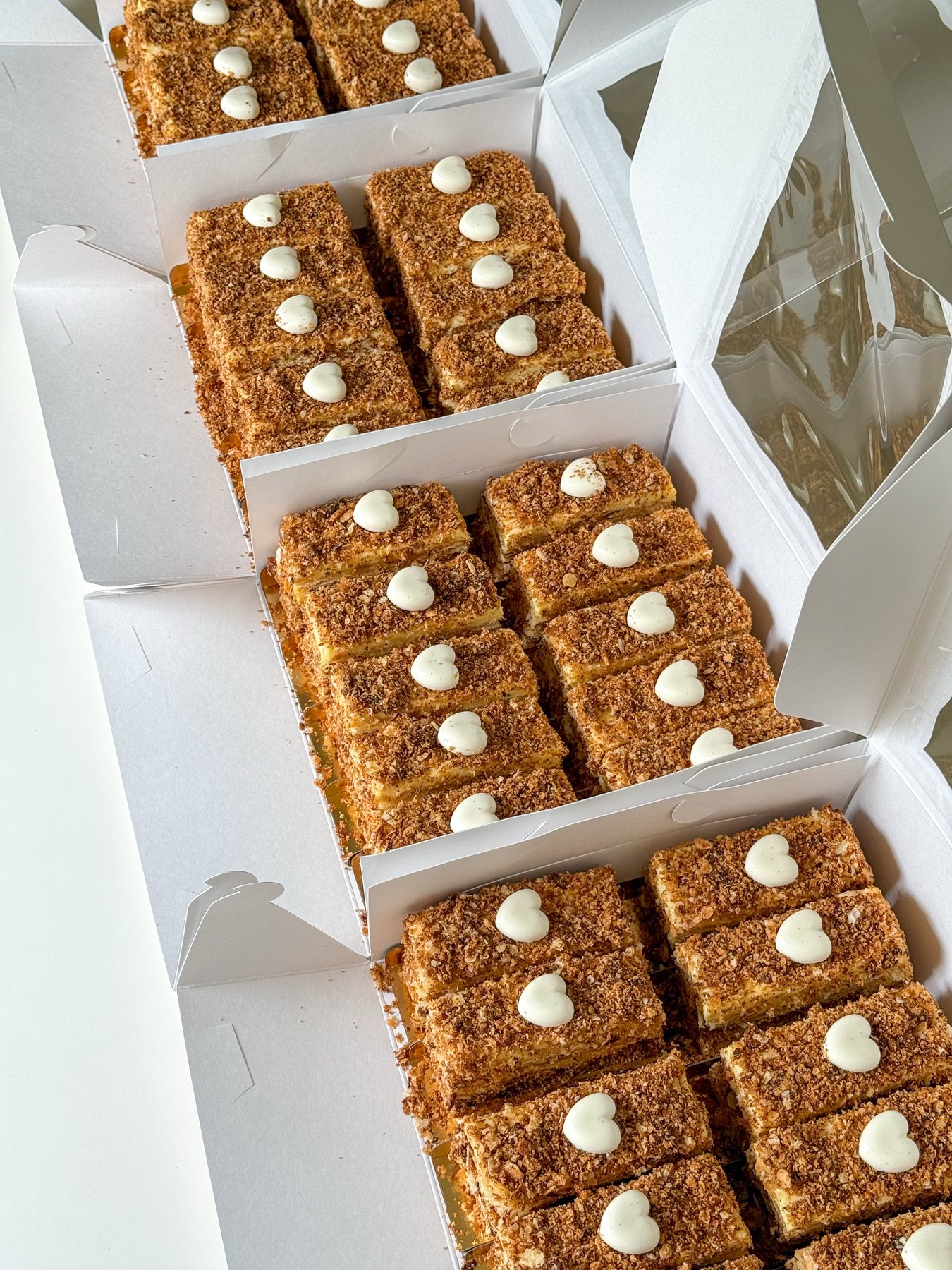boxed Napoleon cake slices from SoulMade Desserts