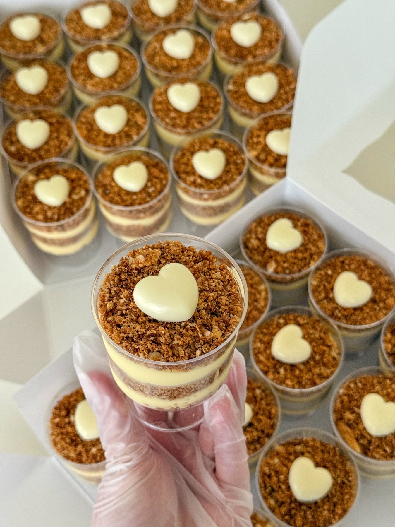Napoleon dessert cups with crisp pastry and cream