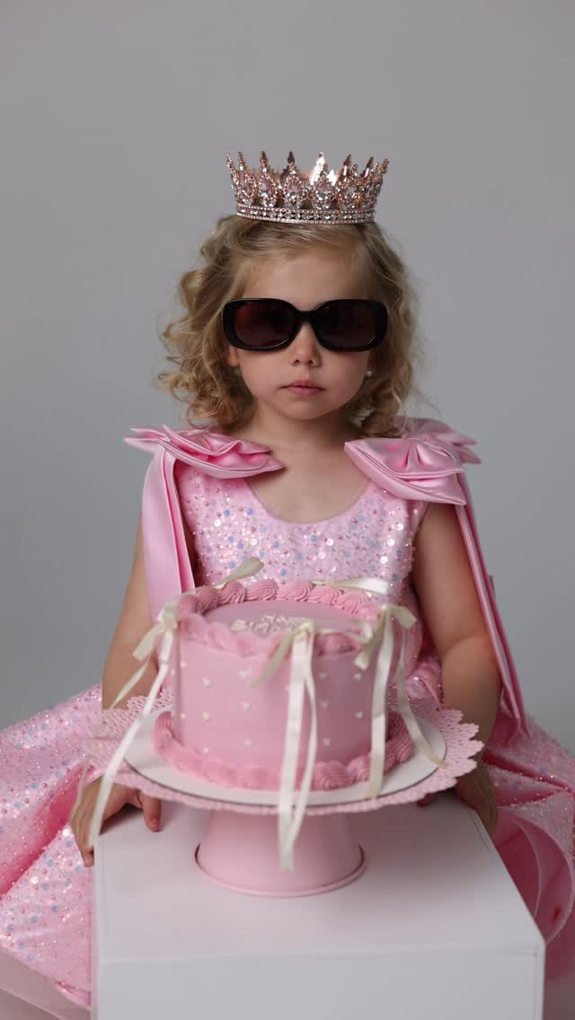 pink princess birthday cake with crown